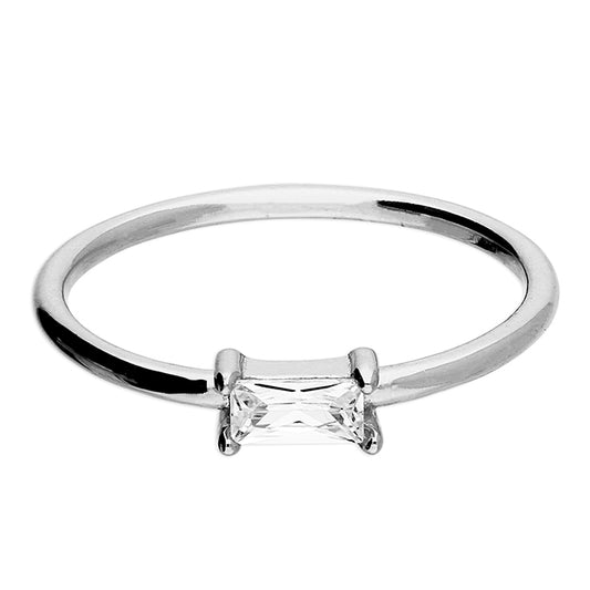 Silver CZ Rectangle Ring - John Ross Jewellers