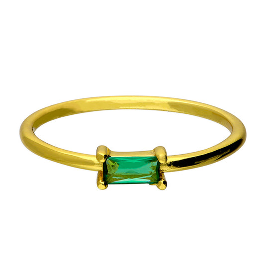 Sunshine Green CZ Rectangle Ring - John Ross Jewellers