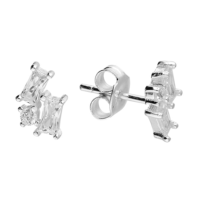 Silver CZ Mix Trio Stud Earrings - John Ross Jewellers