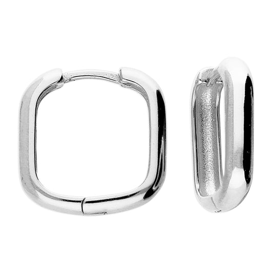 Silver Square Hoop Earrings | 15mm - John Ross Jewellers