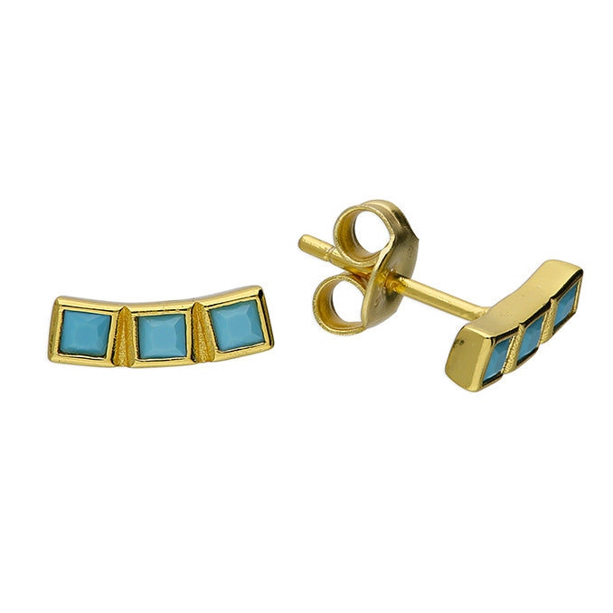 Sunshine Turquoise Trio Curved Stud Earrings - John Ross Jewellers