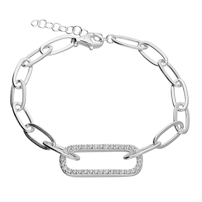 Silver CZ Paperlink Bracelet - John Ross Jewellers