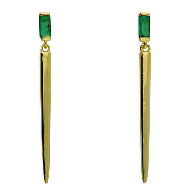 Sunshine Green CZ Rectangle Spike Drop Earrings - John Ross Jewellers