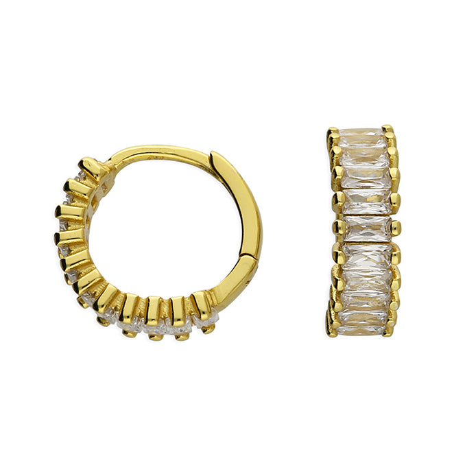 Sunshine CZ Baguette Huggie Hoop Earrings - John Ross Jewellers