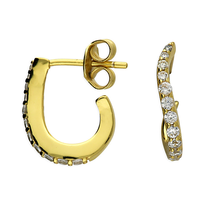 Sunshine CZ Wavy J Hoop Earrings - John Ross Jewellers