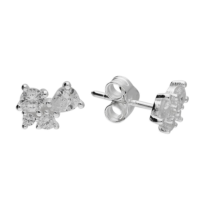 Silver CZ Mixture Stud Earrings - John Ross Jewellers