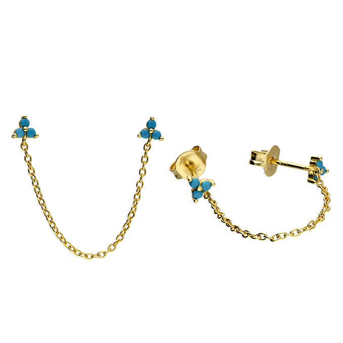 Sunshine Turquoise Trio & Chain Stud Earrings - John Ross Jewellers