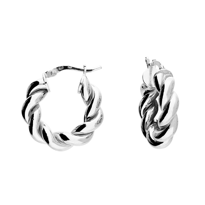 Silver Deep Twist Hoop Earrings | 20mm - John Ross Jewellers