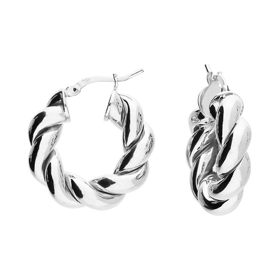 Silver Deep Twist Hoop Earrings | 22mm - John Ross Jewellers