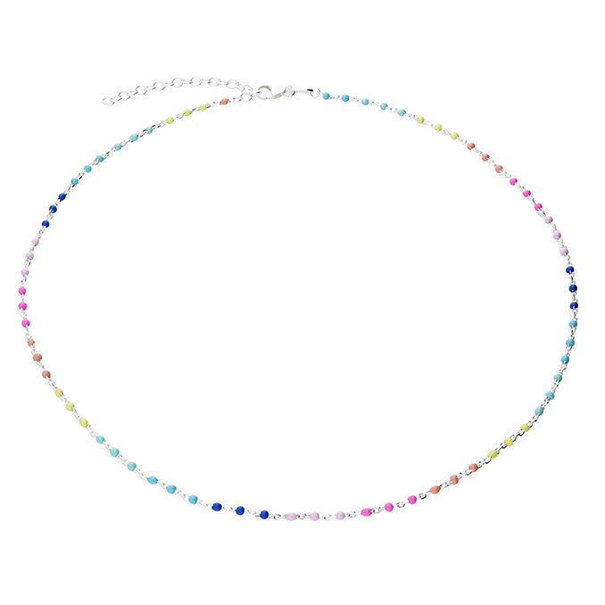 Silver Dainty Pastel Enamel Necklace - John Ross Jewellers