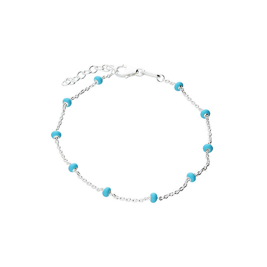 Silver Dainty Turquoise Enamel Bracelet - John Ross Jewellers