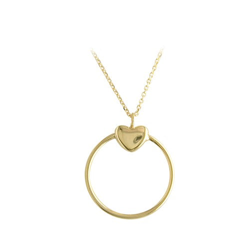 9ct Gold Open Circle with Heart Necklace - John Ross Jewellers