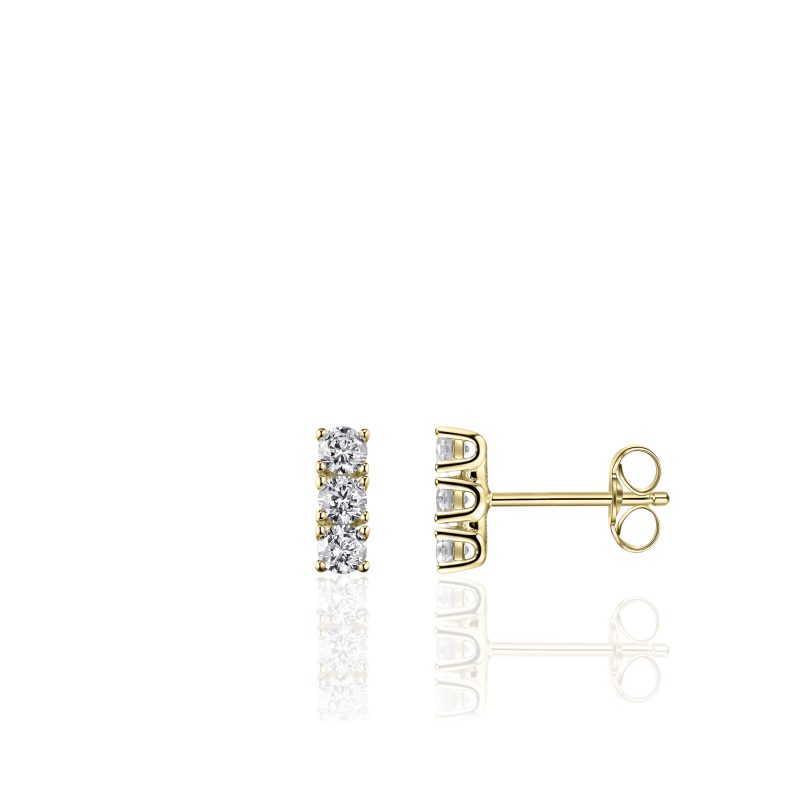 Glitz Trilogy CZ Stud Earrings - Gold - John Ross Jewellers