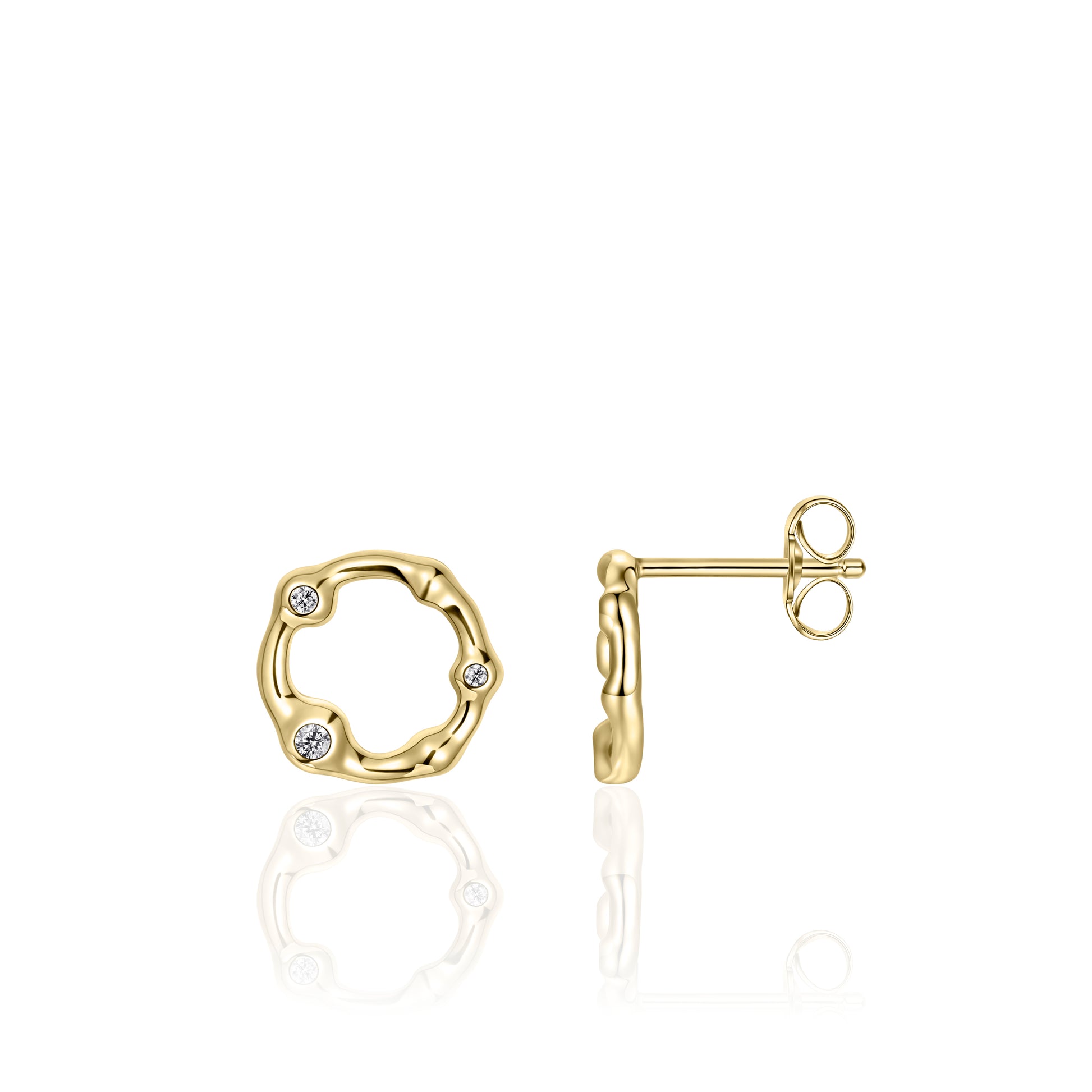 ORGANIC 10mm CZ Stud Earrings - Gold - John Ross Jewellers