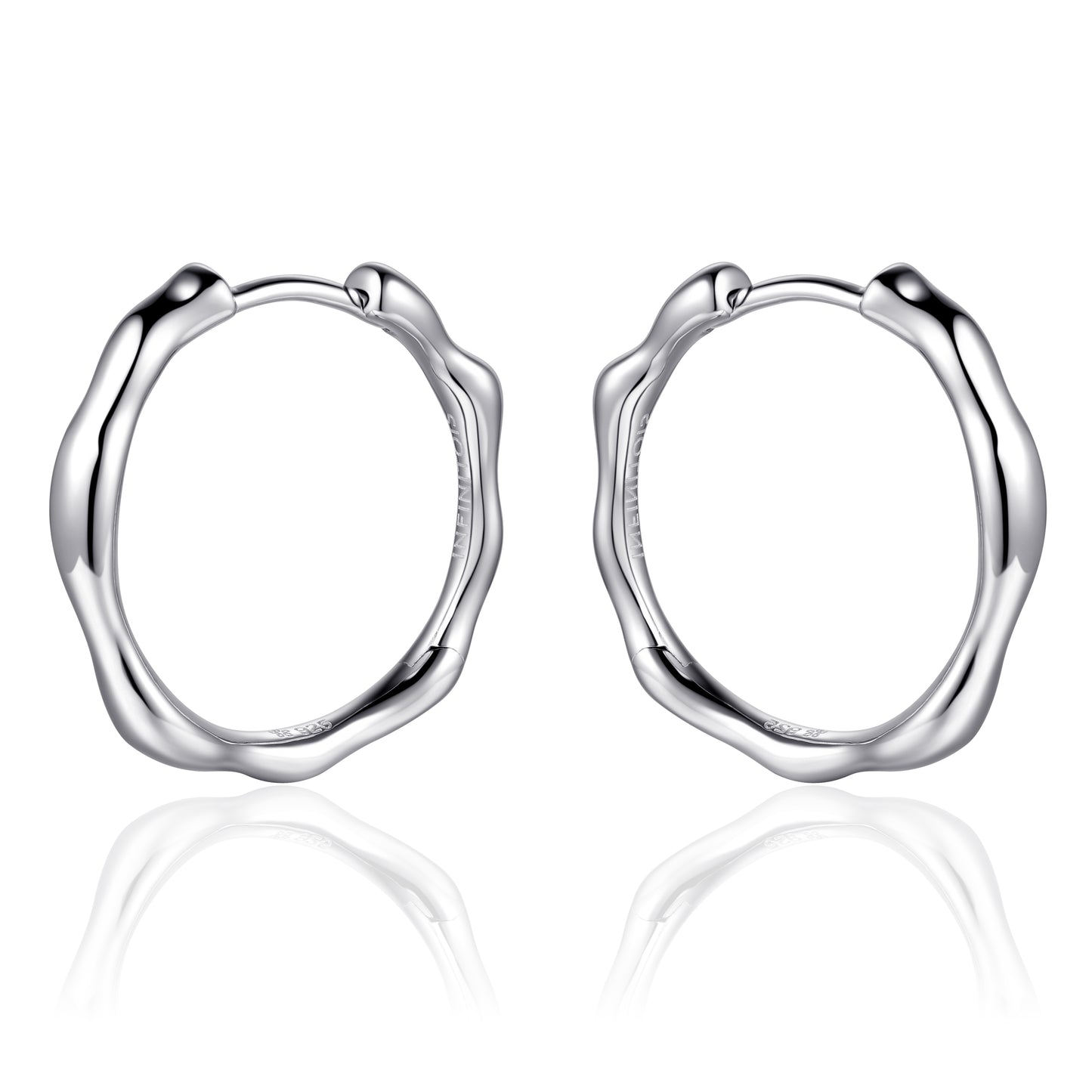 ORGANIC 24mm Hoop Earrings - Silver - John Ross Jewellers