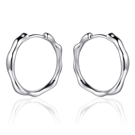 ORGANIC 24mm Hoop Earrings - Silver - John Ross Jewellers