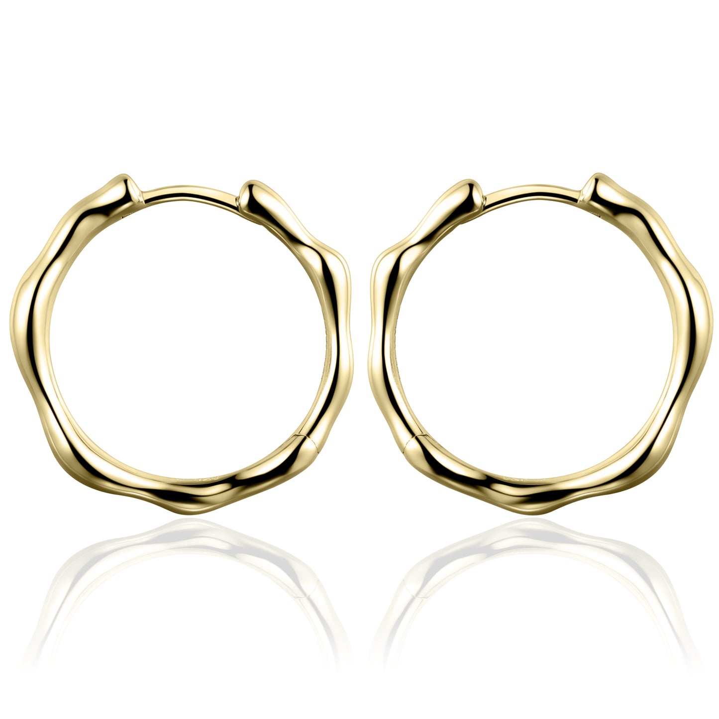 ORGANIC 24mm Hoop Earrings - Gold - John Ross Jewellers