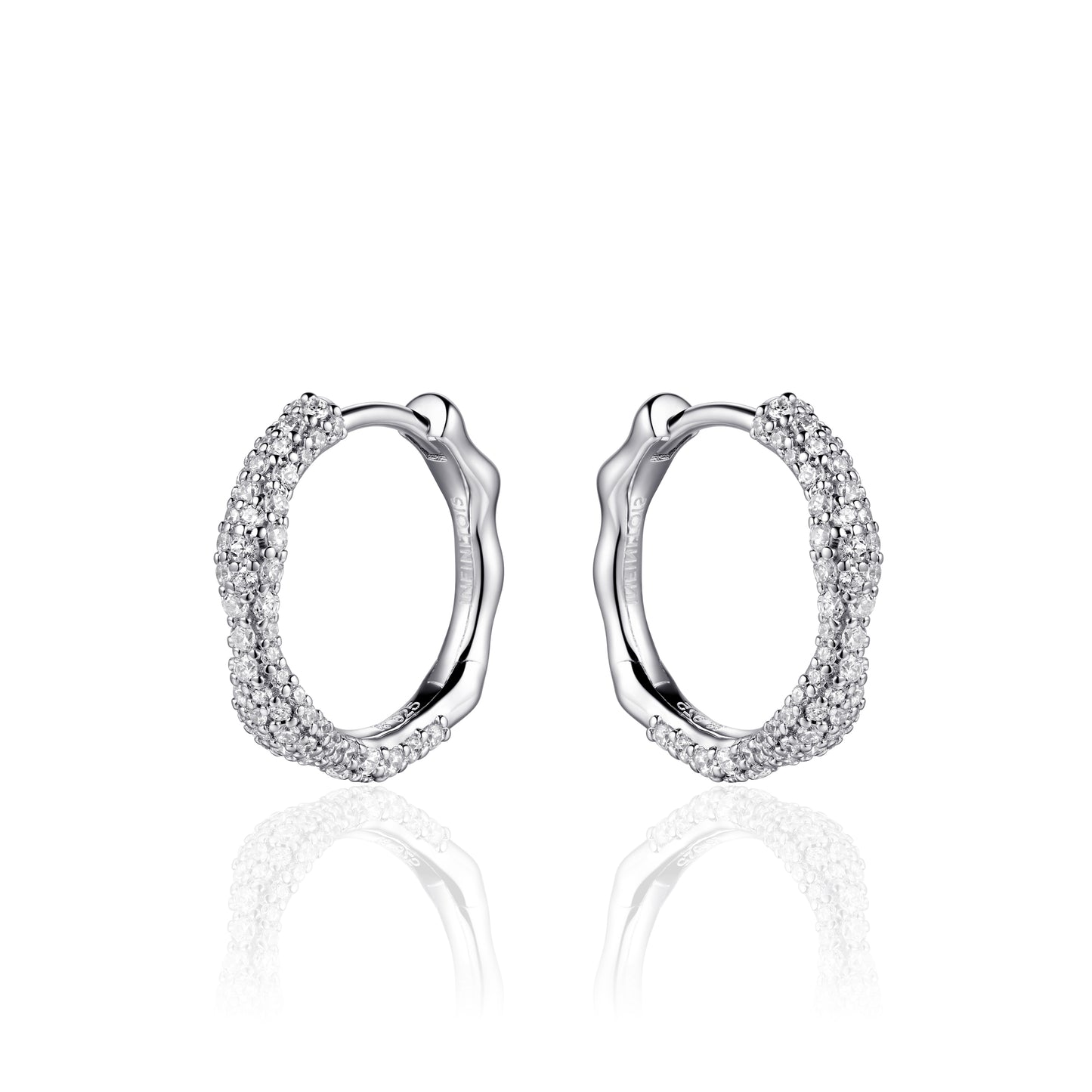 ORGANIC 20mm CZ Hoop Earrings - Silver - John Ross Jewellers