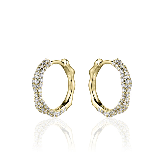 ORGANIC 20mm CZ Hoop Earrings - Gold - John Ross Jewellers