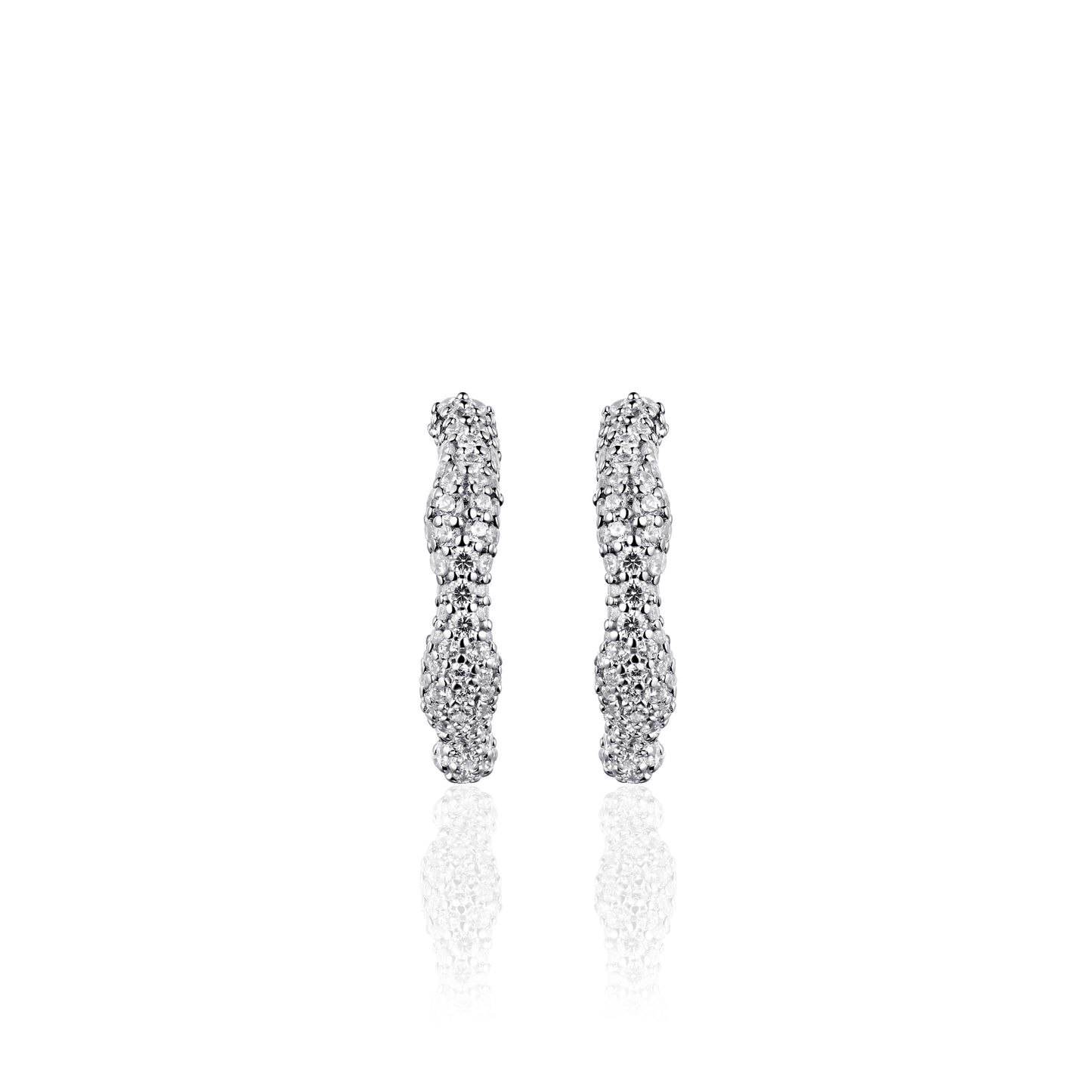 ORGANIC 20mm CZ Hoop Earrings - Silver - John Ross Jewellers