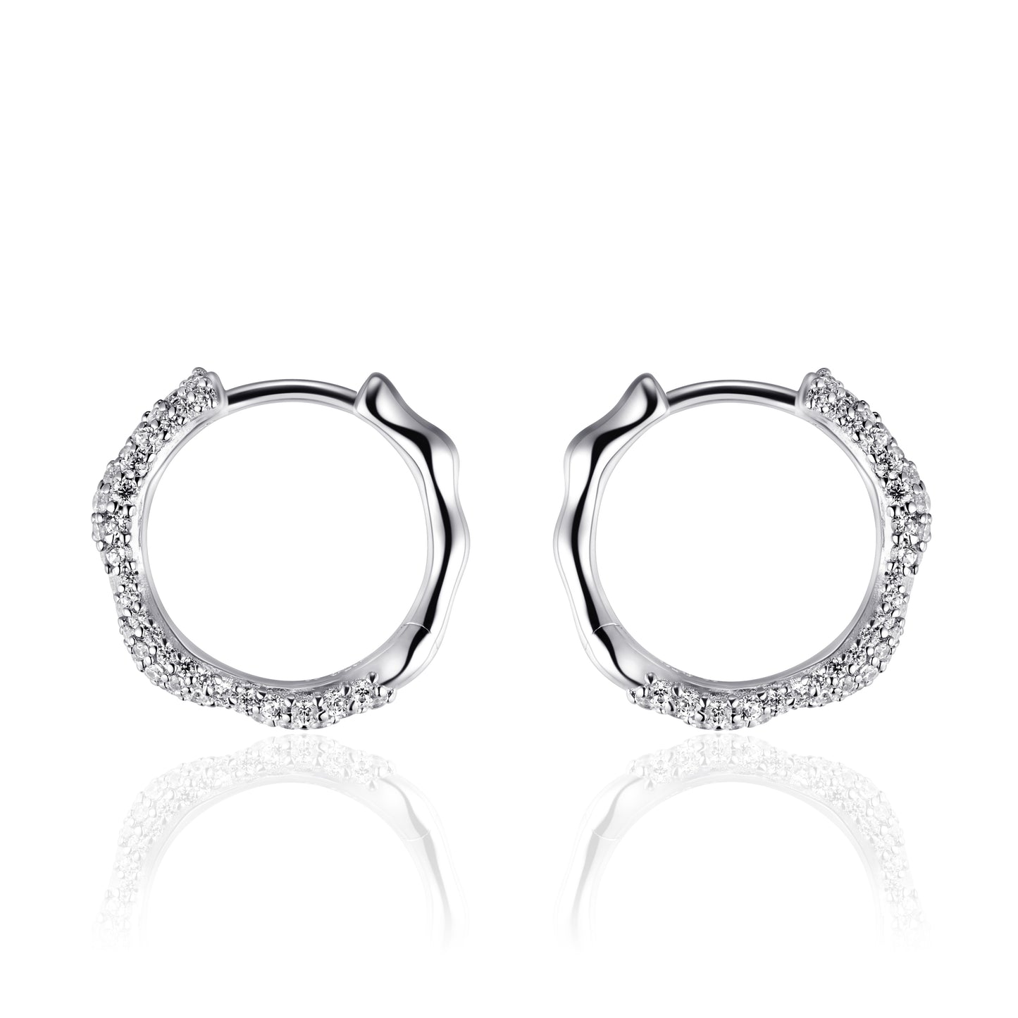 ORGANIC 20mm CZ Hoop Earrings - Silver - John Ross Jewellers