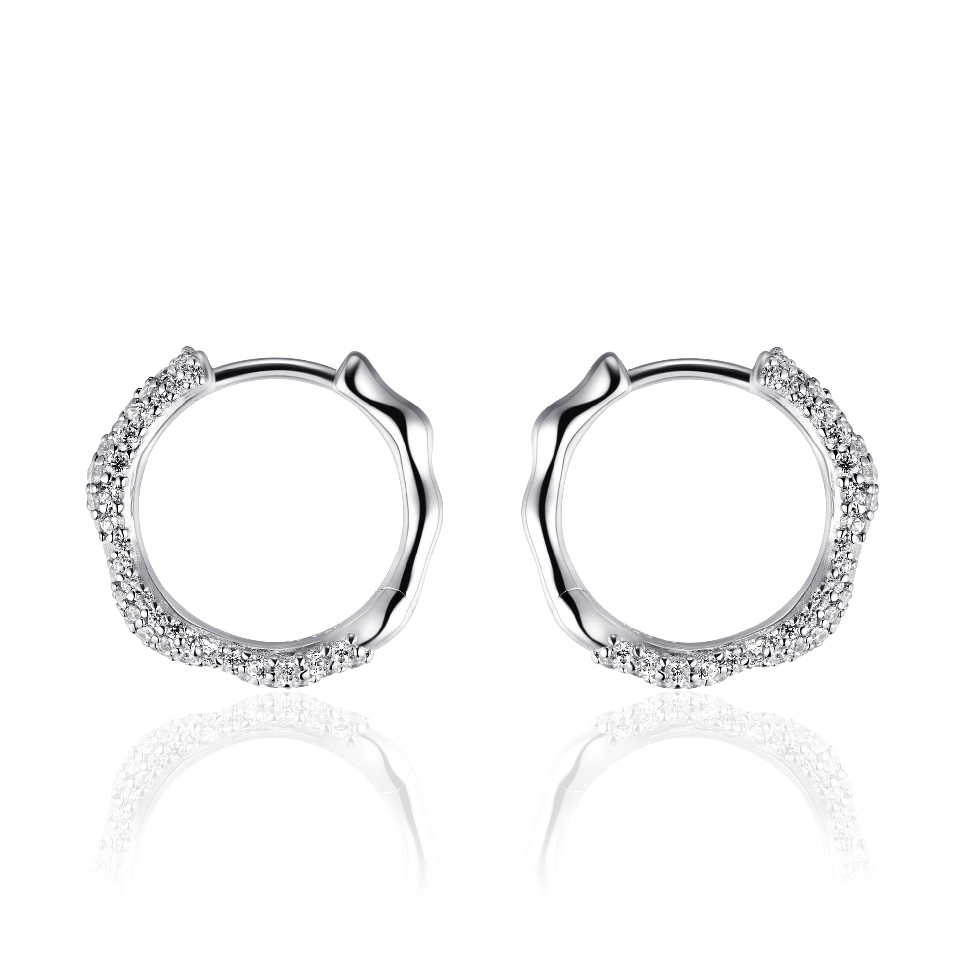 ORGANIC 20mm CZ Hoop Earrings - Silver - John Ross Jewellers