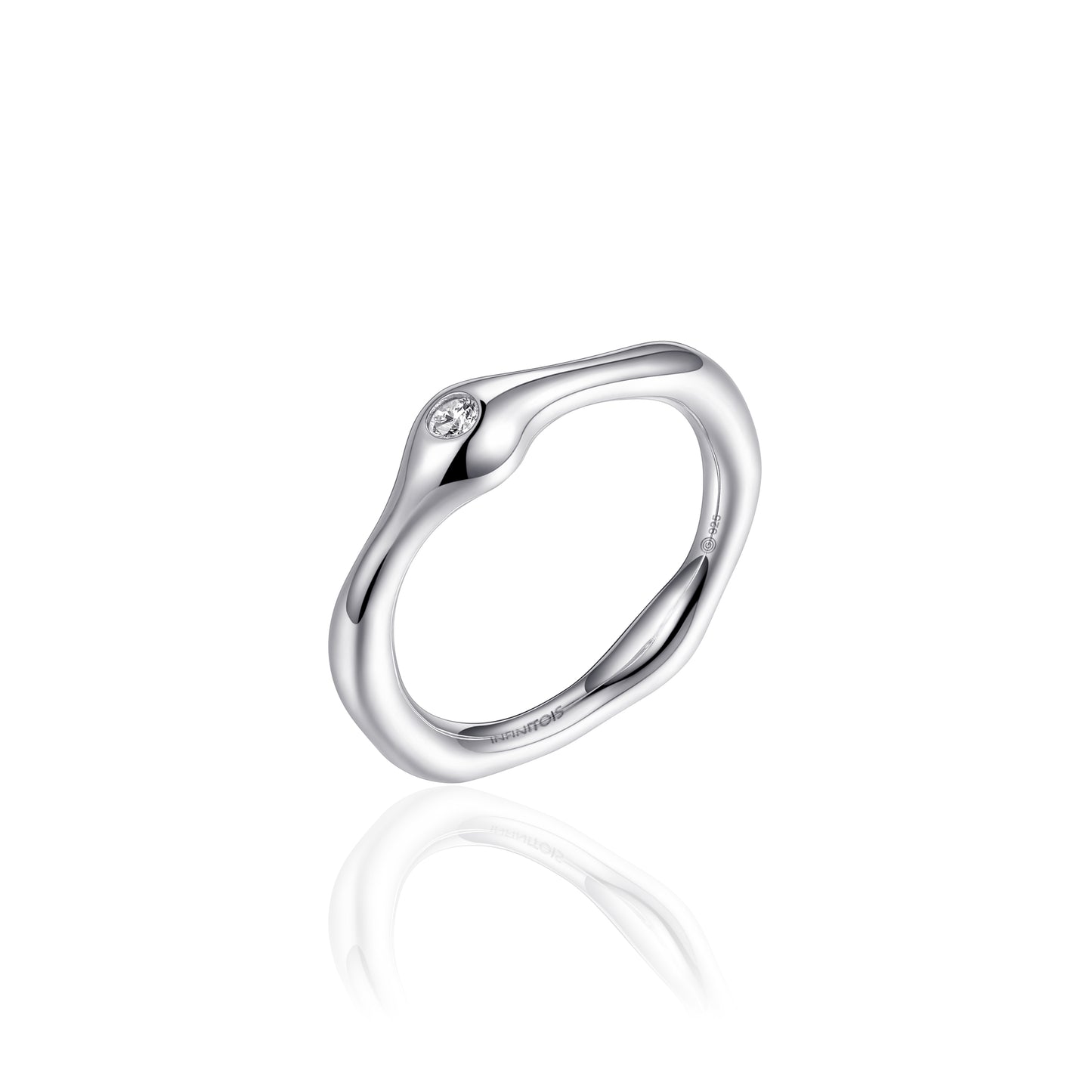 ORGANIC CZ Solitaire Ring - Silver - John Ross Jewellers
