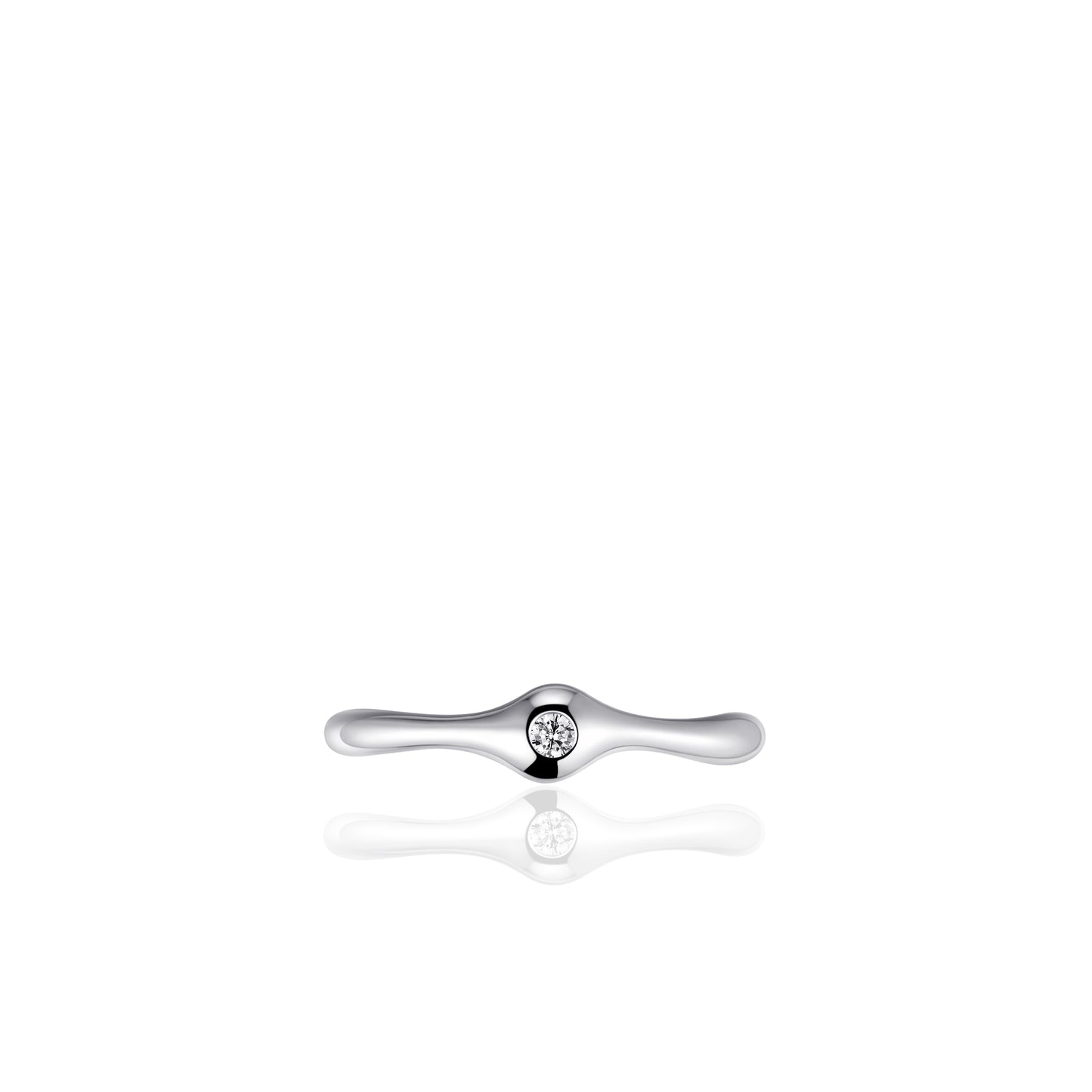 ORGANIC CZ Solitaire Ring - Silver - John Ross Jewellers