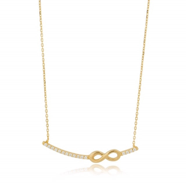 9ct Gold CZ Infinity Bar Necklace - John Ross Jewellers