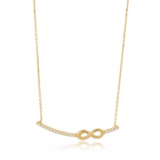 9ct Gold CZ Infinity Bar Necklace - John Ross Jewellers