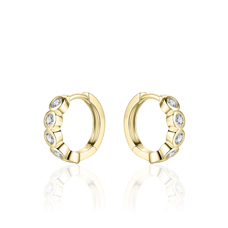 Glitz CZ Huggie Hoop Earrings - Gold Bezel - John Ross Jewellers