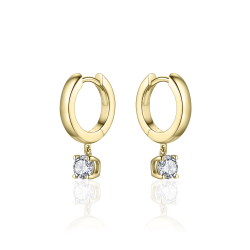 Glitz CZ Drop Huggie Hoop Earrings - Gold - John Ross Jewellers