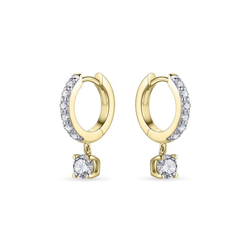 Glitz Full CZ Huggie Hoop Earrings - Gold - John Ross Jewellers