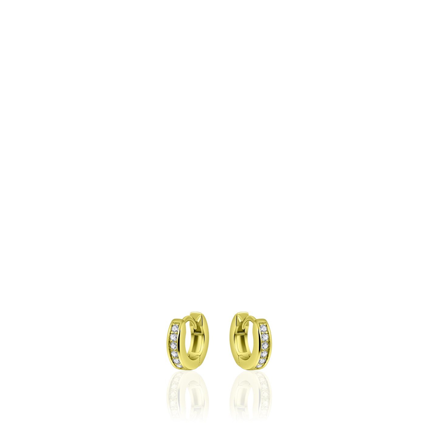 Glitz CZ Huggie Hoop Earrings - Gold 12mm - John Ross Jewellers