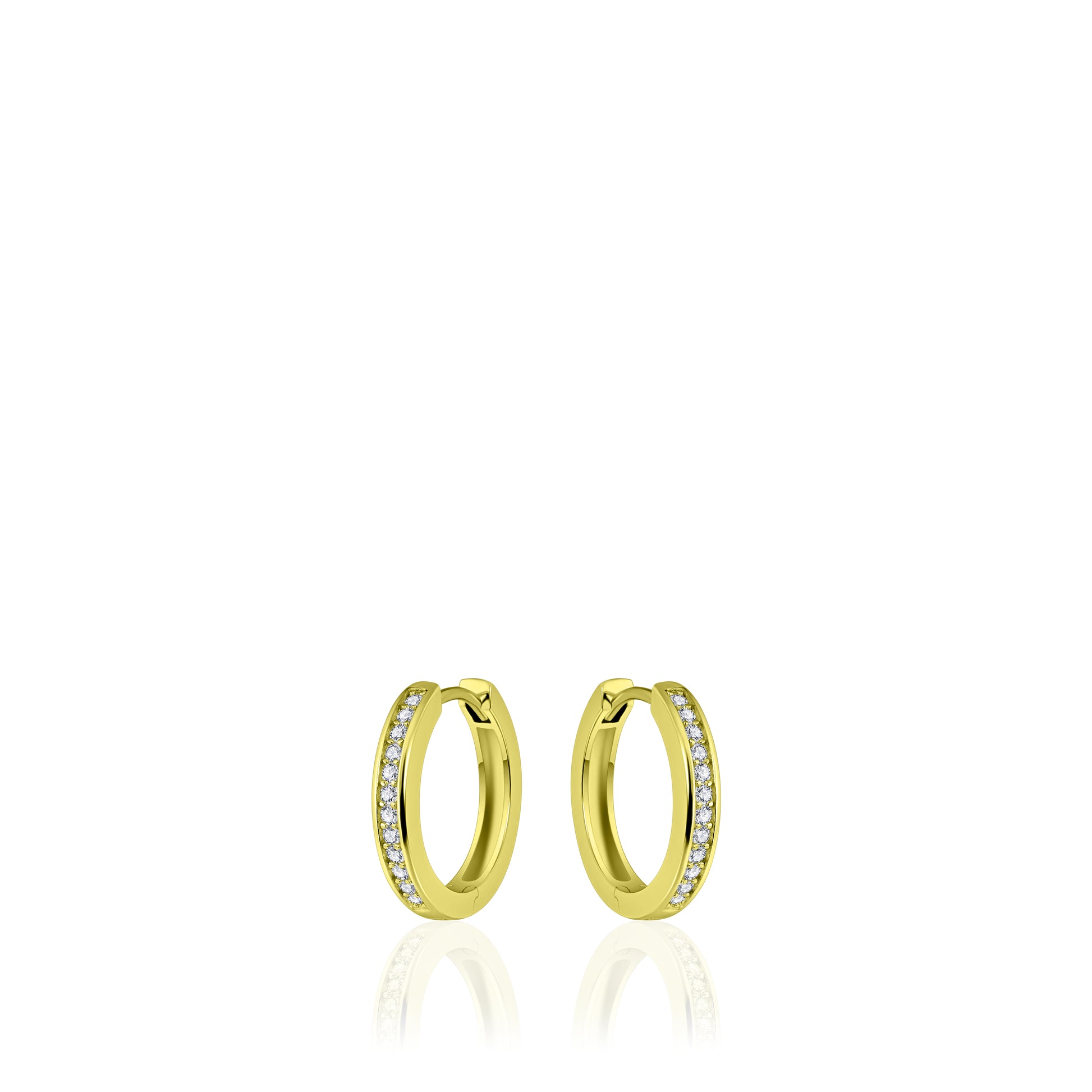Glitz CZ Huggie Hoop Earrings - Gold 20mm - John Ross Jewellers