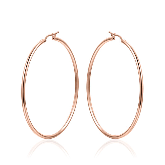 Silver 55mm Skinny Hoops - Rose - John Ross Jewellers