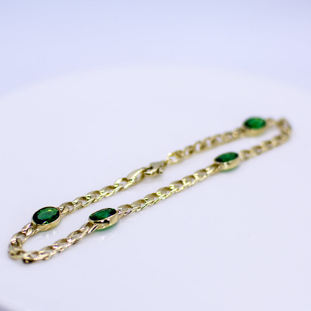 9ct Gold Created Emerald Bracelet - John Ross Jewellers