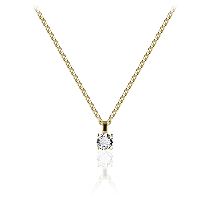 Glitz 4mm CZ Necklace - Gold Four Claw - John Ross Jewellers