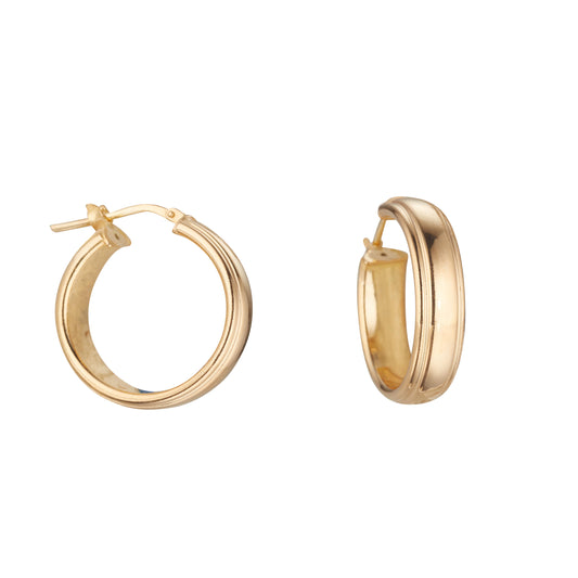 SUNSHINE 30mm Wide Ridged Hoop Earrings - John Ross Jewellers