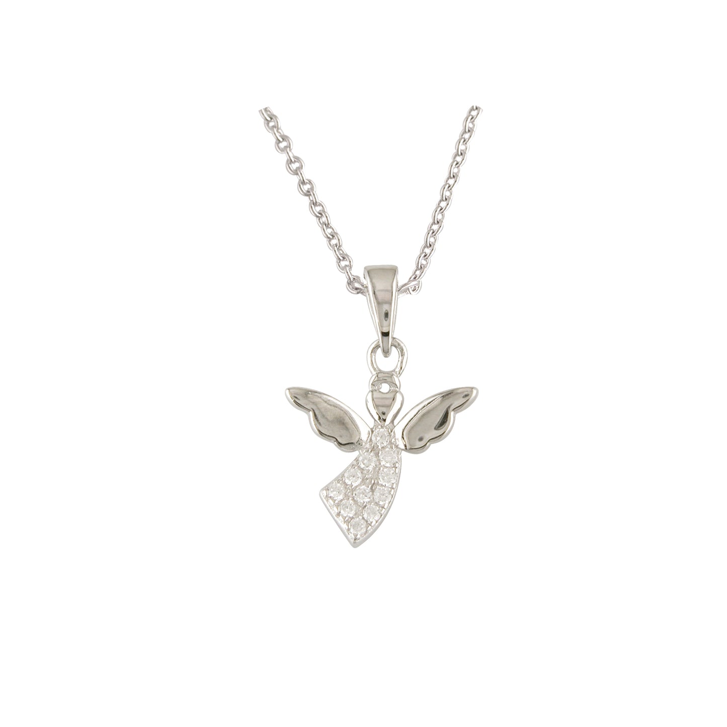 Silver Flying CZ Angel Necklace - John Ross Jewellers