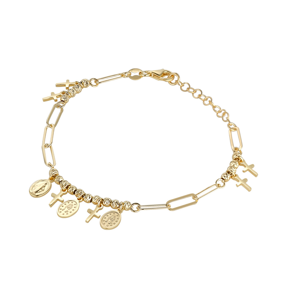 Sunshine Miraculous Medal & Crosses Bracelet - John Ross Jewellers