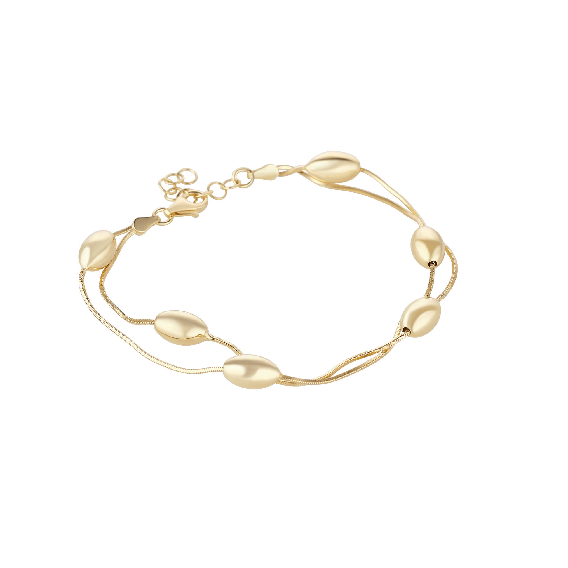 Sunshine Puffed Ovals Station Snake Bracelet - John Ross Jewellers