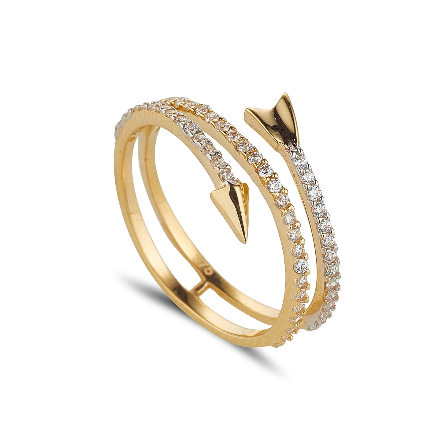 9ct Gold CZ Wraparound Arrow Ring - John Ross Jewellers