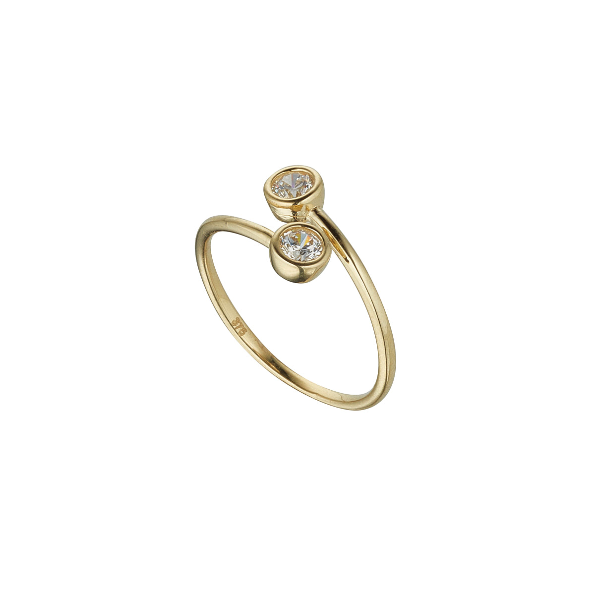 9ct Gold CZ Wraparound Toi et Moi Ring - John Ross Jewellers