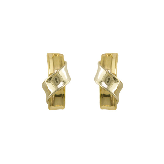 9ct Gold Two Colour Crossover Drop Earrings - John Ross Jewellers
