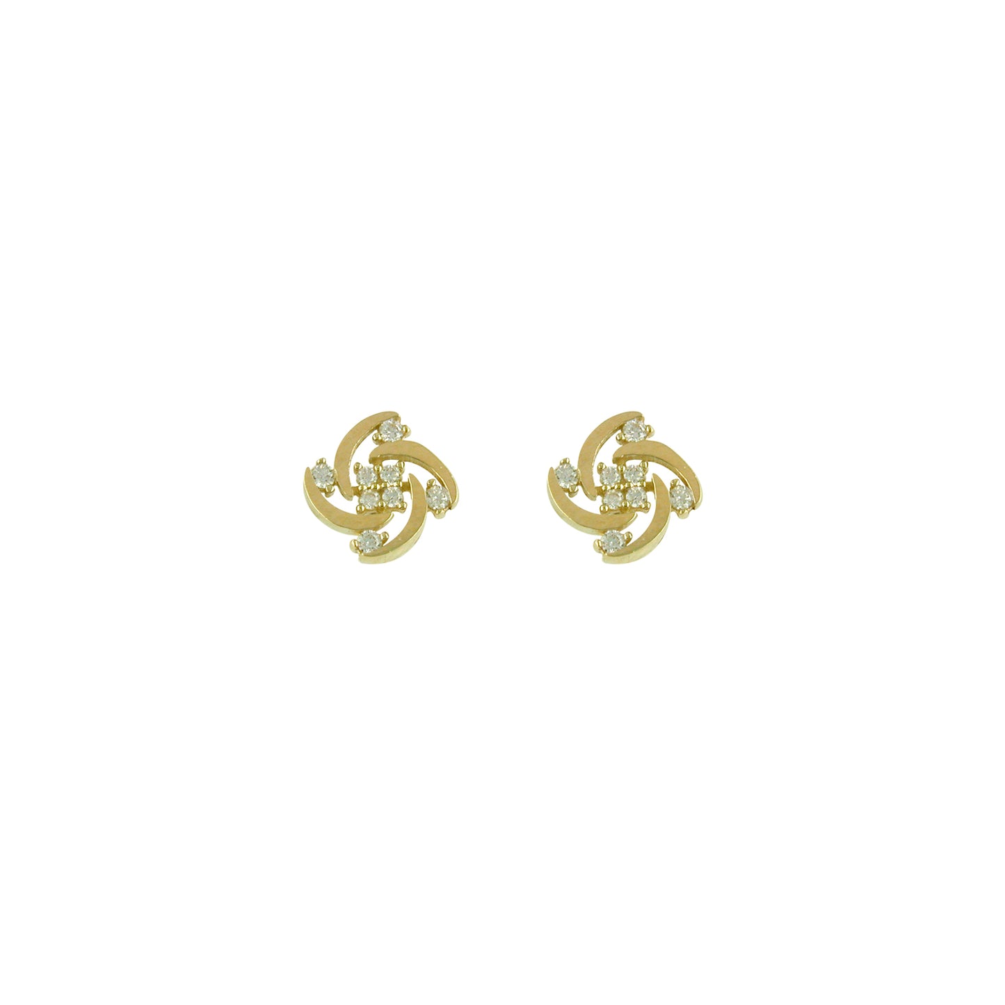 9ct Gold CZ Swirl Stud Earrings - John Ross Jewellers