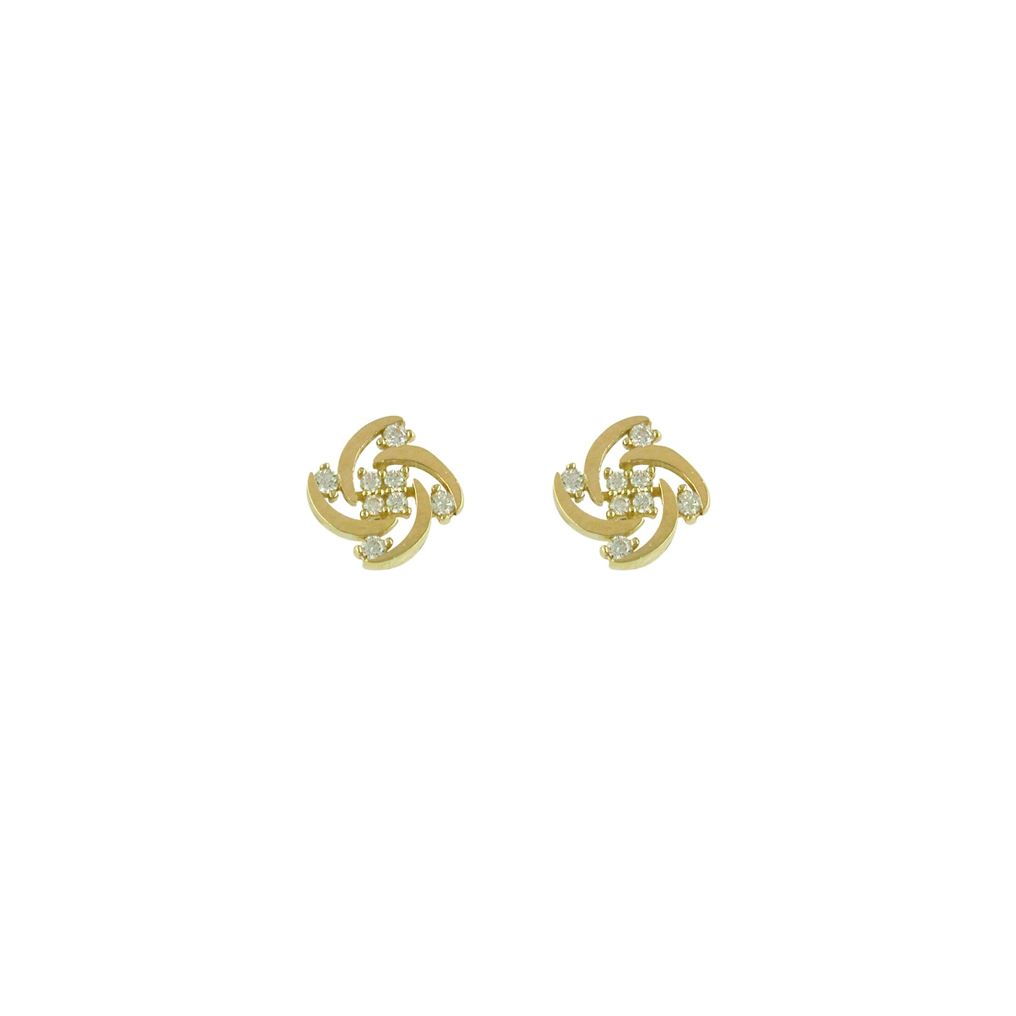 9ct Gold CZ Swirl Stud Earrings - John Ross Jewellers