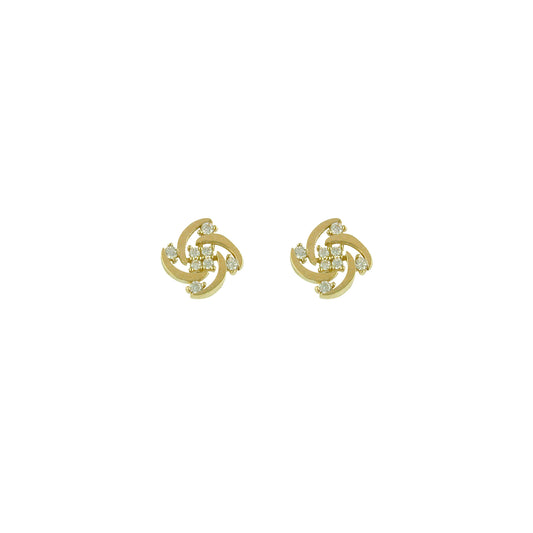 9ct Gold CZ Swirl Stud Earrings - John Ross Jewellers