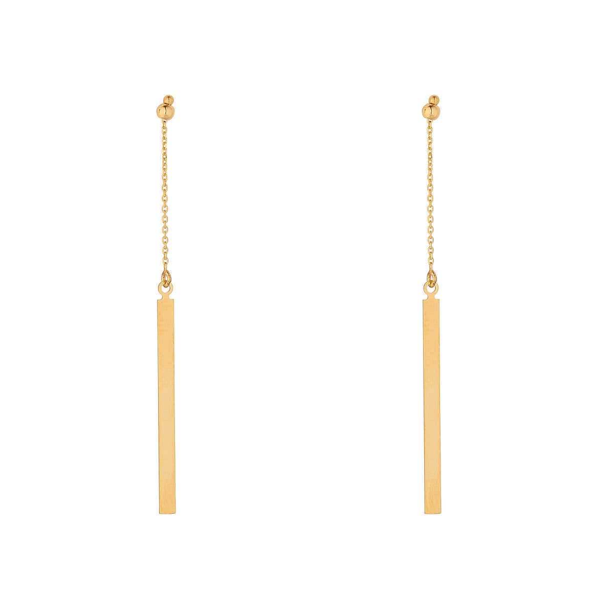 9ct Gold Flat Bar Drop Earrings - John Ross Jewellers
