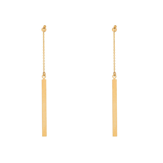 9ct Gold Flat Bar Drop Earrings - John Ross Jewellers